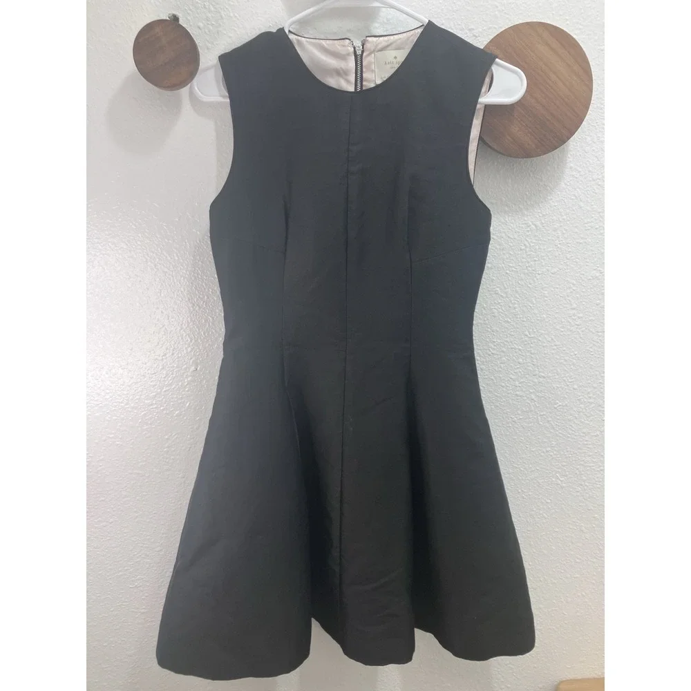 Kate Spade SILK Little Black Dress Size 2 A-Line Round Neck Sleeveless Luxury NY